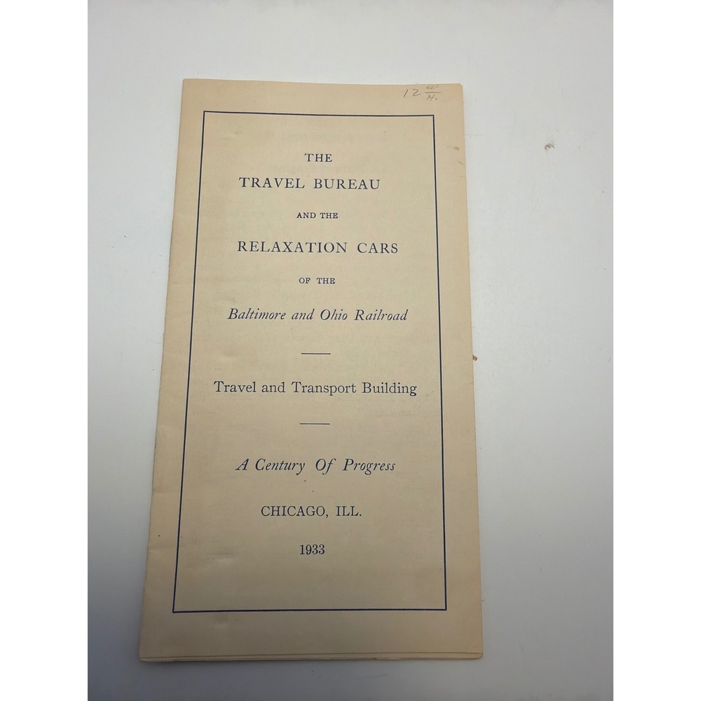 1933 Baltimore and Ohio Railroad Chicago World Fair Relaxation Cars Brochure